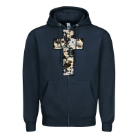 Navy cowhide cross Zipper Hoodie - JahusDesignShop
