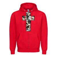 Red cowhide cross Zipper Hoodie - JahusDesignShop