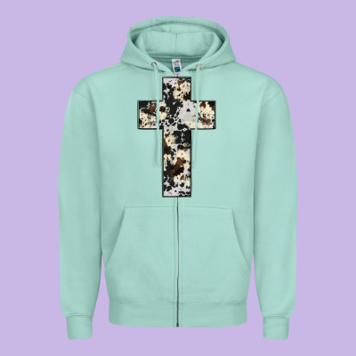 Cowhide Cross Zipper Hoodie Designed By Jahusdesignshop