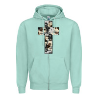 Seafoam cowhide cross Zipper Hoodie - JahusDesignShop