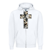 White cowhide cross Zipper Hoodie - JahusDesignShop