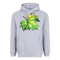 Heather Grey green leaf Heavyweight Hoodie - BarkalooDesign