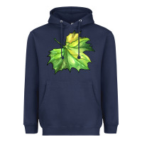 Navy green leaf Heavyweight Hoodie - BarkalooDesign