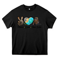 Black Peace Love Sea Lion Heavy Core Tee - LillyAllenDesigns