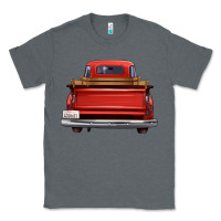 Charcoal Heather western red truck back view Classic Tee - FaDigitalArtStudio
