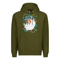 Army Green Western Santa Christmas Premium Hoodie - NancyCooperArtShop
