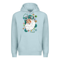 Blue Mist Western Santa Christmas Premium Hoodie - NancyCooperArtShop