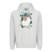 Dove Grey Western Santa Christmas Premium Hoodie - NancyCooperArtShop
