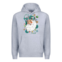 Heather Grey Western Santa Christmas Premium Hoodie - NancyCooperArtShop