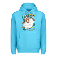Ocean Blue Western Santa Christmas Premium Hoodie - NancyCooperArtShop