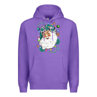 Purple Western Santa Christmas Premium Hoodie - NancyCooperArtShop