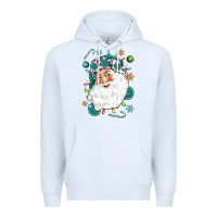 White Western Santa Christmas Premium Hoodie - NancyCooperArtShop