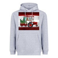 Heather Grey christmas on the farm tractor Heavyweight Hoodie - Jasminsmagicworld