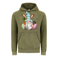 Vintage Olive Easter Bunny Gnomes with Egg and Carrot Vintage Hoodie - RanaPortraitStore