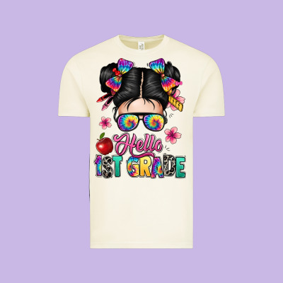 Hello First Grade Vintage Tee Designed By Texasbilliewilder