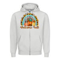 Dove Grey Welcome Fall Rainbow Zipper Hoodie - Artiststas