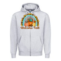 Welcome Fall Rainbow Zipper Hoodie | Teevron