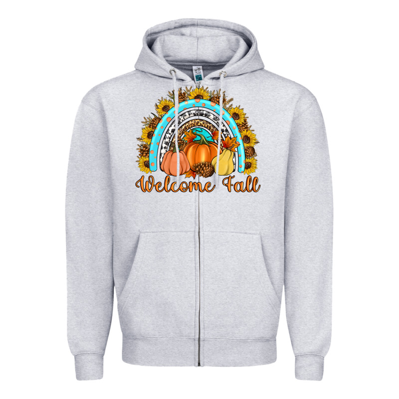 Welcome Fall Rainbow Zipper Hoodie by Artiststas | Teevron
