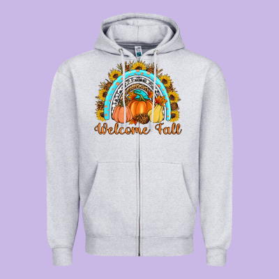 Welcome Fall Rainbow Zipper Hoodie Designed By Artiststas