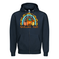 Navy Welcome Fall Rainbow Zipper Hoodie - Artiststas