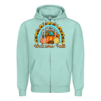 Seafoam Welcome Fall Rainbow Zipper Hoodie - Artiststas