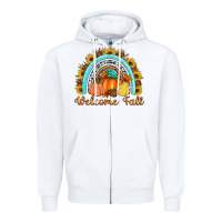 White Welcome Fall Rainbow Zipper Hoodie - Artiststas