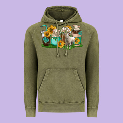 Sheep Coffee Cups Vintage Hoodie Designed By Texasbilliewilder