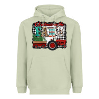 Matcha christmas on the farm tractor buffalo plaid Heavyweight Hoodie - Jasminsmagicworld