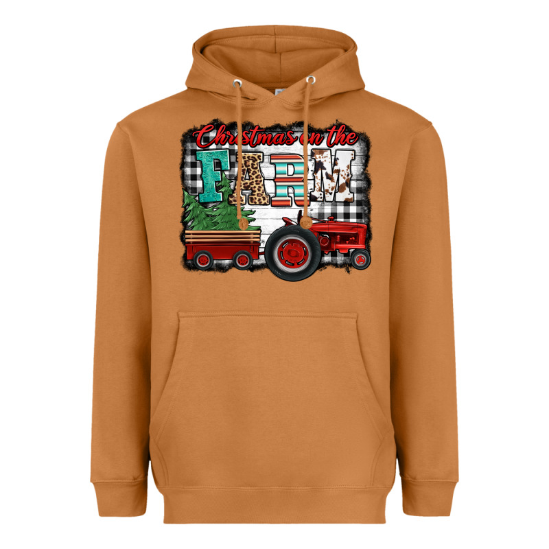 Christmas On The Farm Tractor Buffalo Plaid Heavyweight Hoodie by Jasminsmagicworld | Teevron