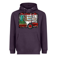 Plum christmas on the farm tractor buffalo plaid Heavyweight Hoodie - Jasminsmagicworld