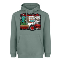 Sage christmas on the farm tractor buffalo plaid Heavyweight Hoodie - Jasminsmagicworld