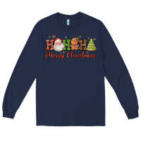 Navy hohoho merry christmas santa coffee cup tree cooki Long Sleeve Tee - FaDigitalArtStudio