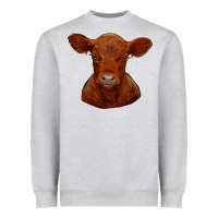 Heather Grey red angus calf Heavyweight Sweatshirt - RanaPortraitStore