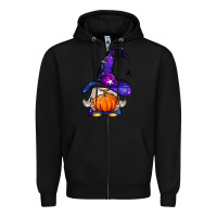 Black witch gnome with pumpkin Zipper Hoodie - BundleAndBundleShop