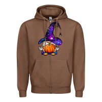 Chestnut witch gnome with pumpkin Zipper Hoodie - BundleAndBundleShop