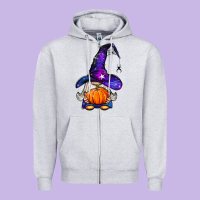 Witch Gnome With Pumpkin Zipper Hoodie Designed By Bundleandbundleshop