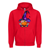 Red witch gnome with pumpkin Zipper Hoodie - BundleAndBundleShop