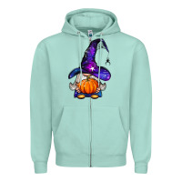 Seafoam witch gnome with pumpkin Zipper Hoodie - BundleAndBundleShop