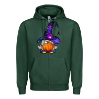 Sports Green witch gnome with pumpkin Zipper Hoodie - BundleAndBundleShop