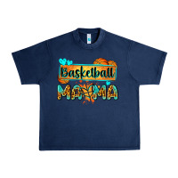 Navy basketball mama with leopard Urban Heavy Tee - Zillion Design Studio