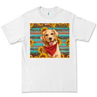 White golden retriever with sunflowers Premium Tee - Artiststas