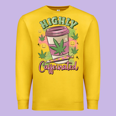 Highly Caffeinated Premium Sweatshirt Designed By Maliassmallbusiness