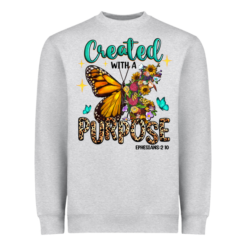 Created With A Purpose Ephesians 2 10 Heavyweight Sweatshirt by RanaPortraitStore | Teevron