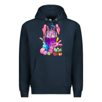 Navy Happy Easter coffee cup Premium Hoodie - NancyCooperArtShop