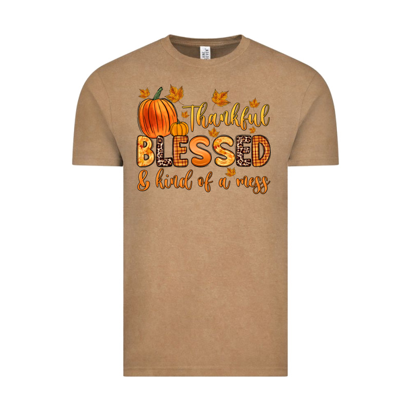 Thankful Blessed And Kind Of A Mess Vintage Tee by Zillion Design Studio | Teevron