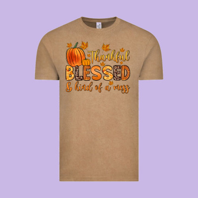 Thankful Blessed And Kind Of A Mess Vintage Tee Designed By Zillion Design Studio