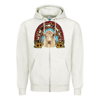 Oatmeal Heather charolais  rainbow Zipper Hoodie - JahusDesignShop
