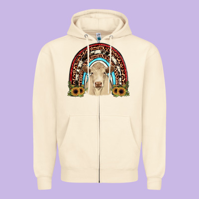 Charolais  Rainbow Zipper Hoodie Designed By Jahusdesignshop