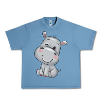 Pebble Blue hippo Urban Heavy Tee - texasbilliewilder