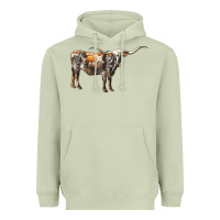 Matcha Texas Longhorn Cow Heavyweight Hoodie - LillyAllenDesigns
